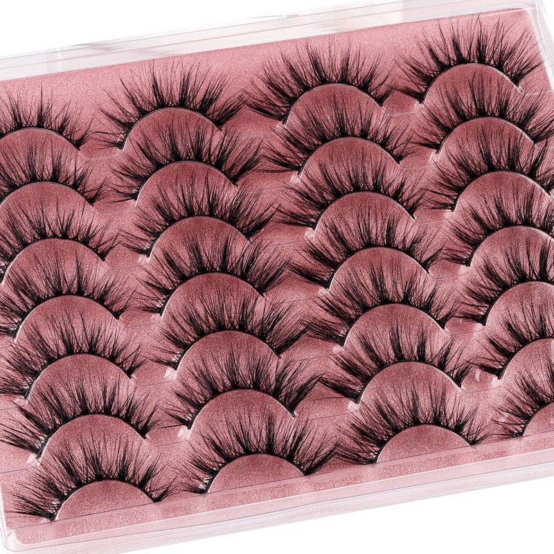False Eyelashes Wispy Lashes Natural Look Eye Lashes Cat Eye Fake Eyelashes CCurly False Lashes Volume Handmade Light Volume Eyelashes 14 Pairs Pack by zanlufly